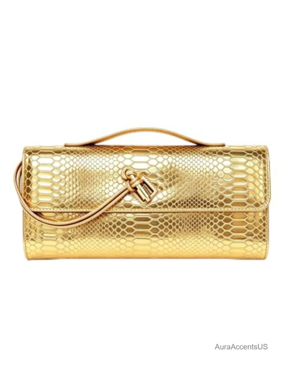 Evening Clutch Purse with Snake Print - Vegan Leather Crossbody Convertible